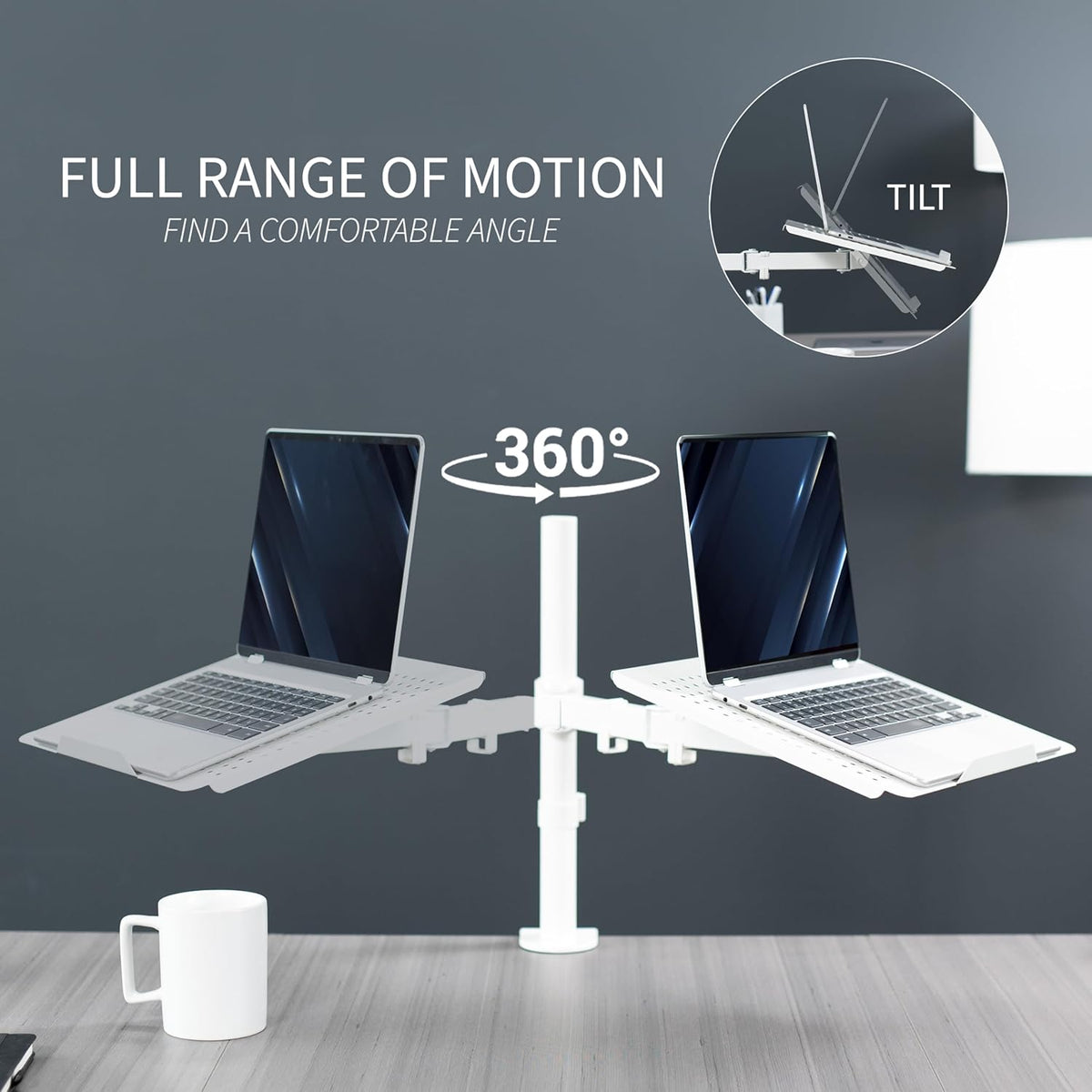 Single Laptop Notebook Desk Mount Stand, White