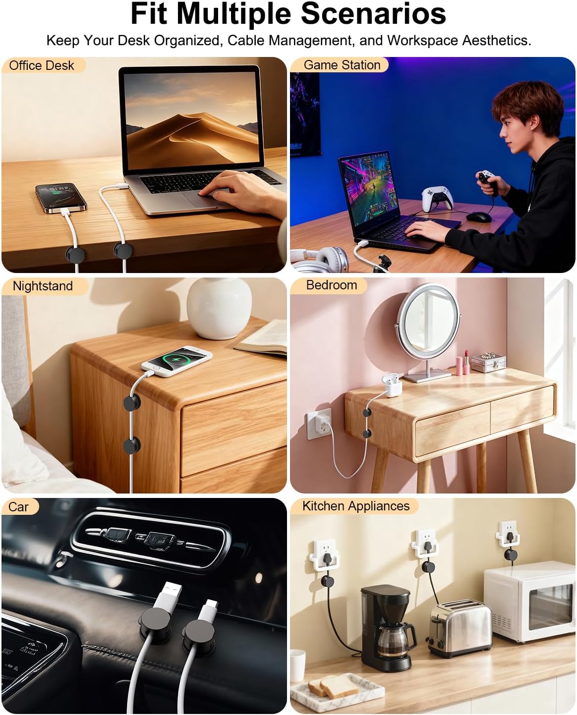360° Rotatable Strong Magnetic Cable Clips Cord Holder
