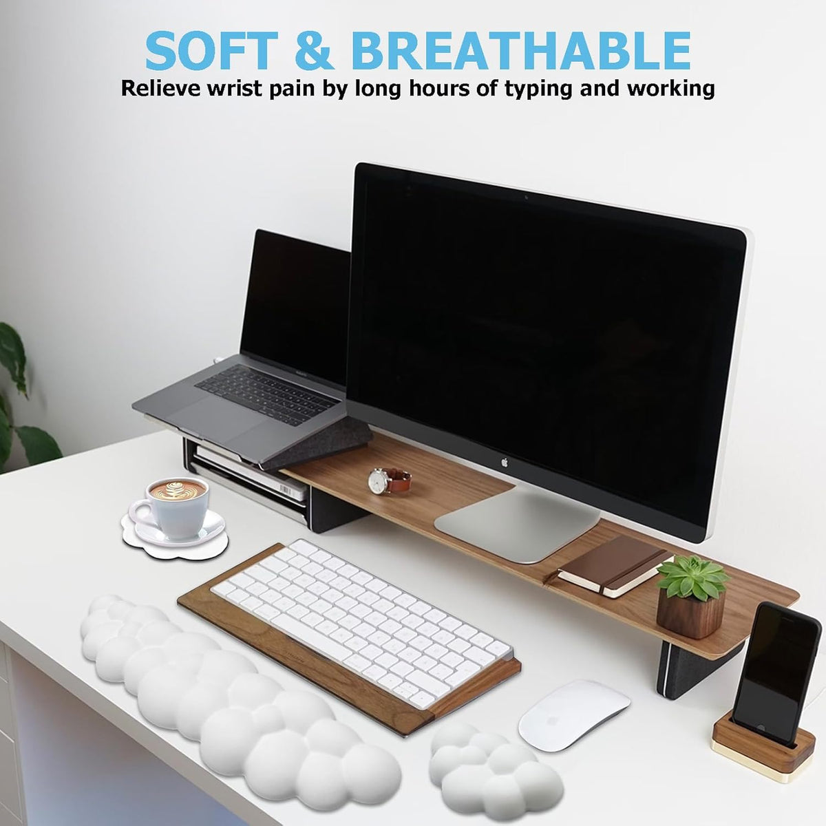 Cloud Wrist Rest Keyboard, White, PU