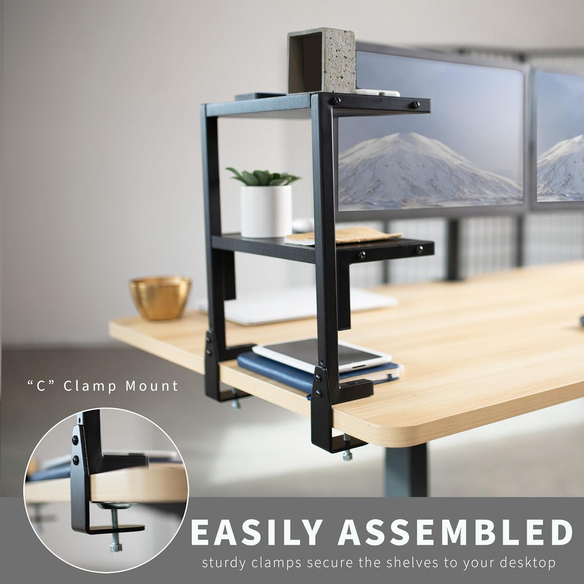 VIVO Clamp-on 13 inch Above or Below Desk 2-Tier Shelving Unit