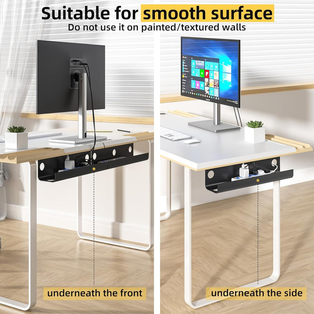 Cable Management Under Desk, 2 Pack