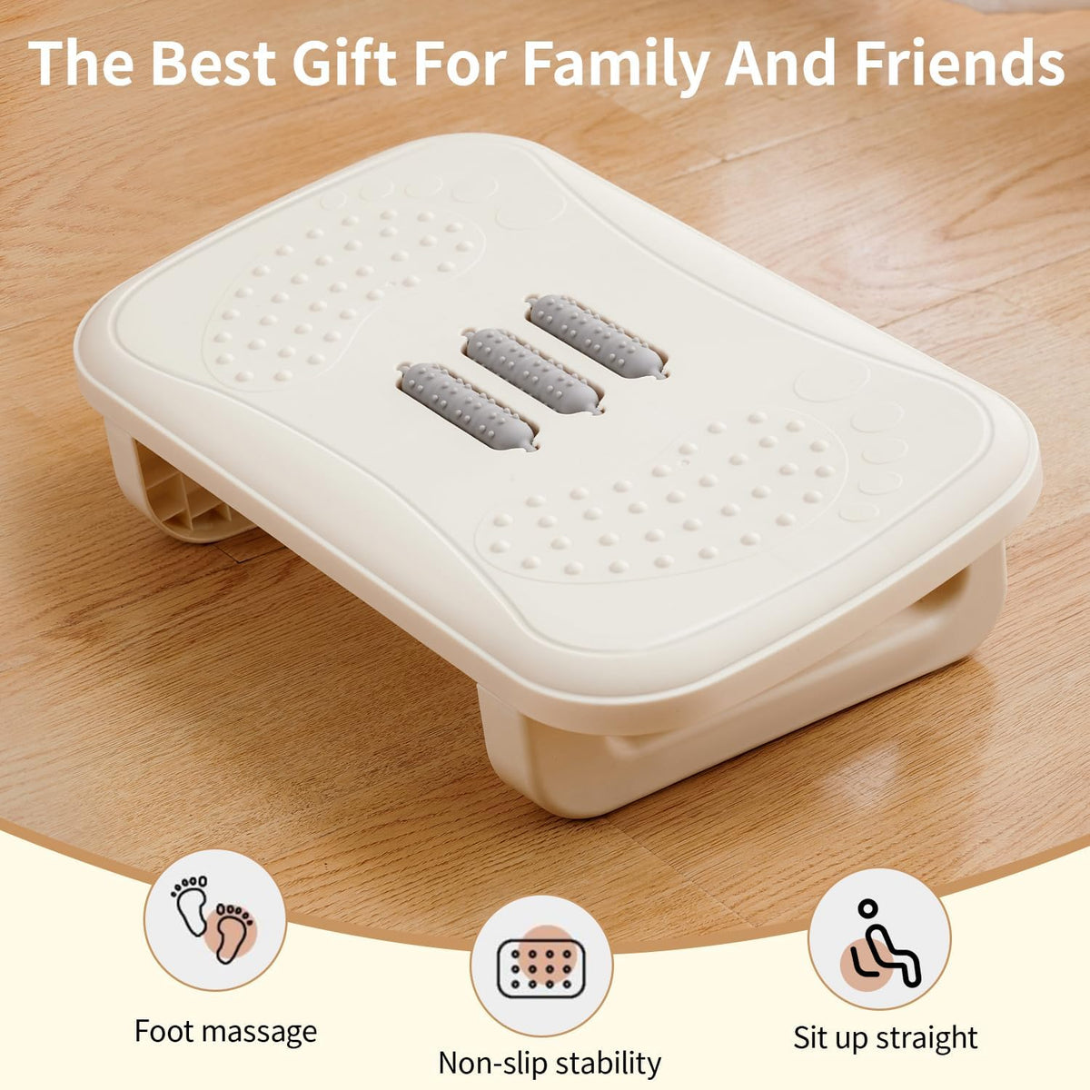 Ergonomic Foot Rest with Massage Rollers