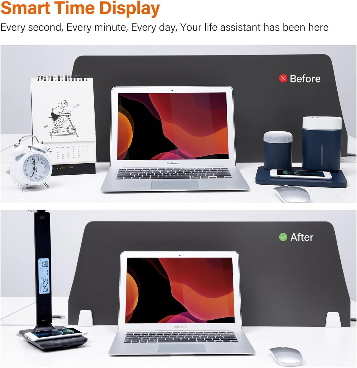 LED Desk Lamp with Wireless Charger, Black