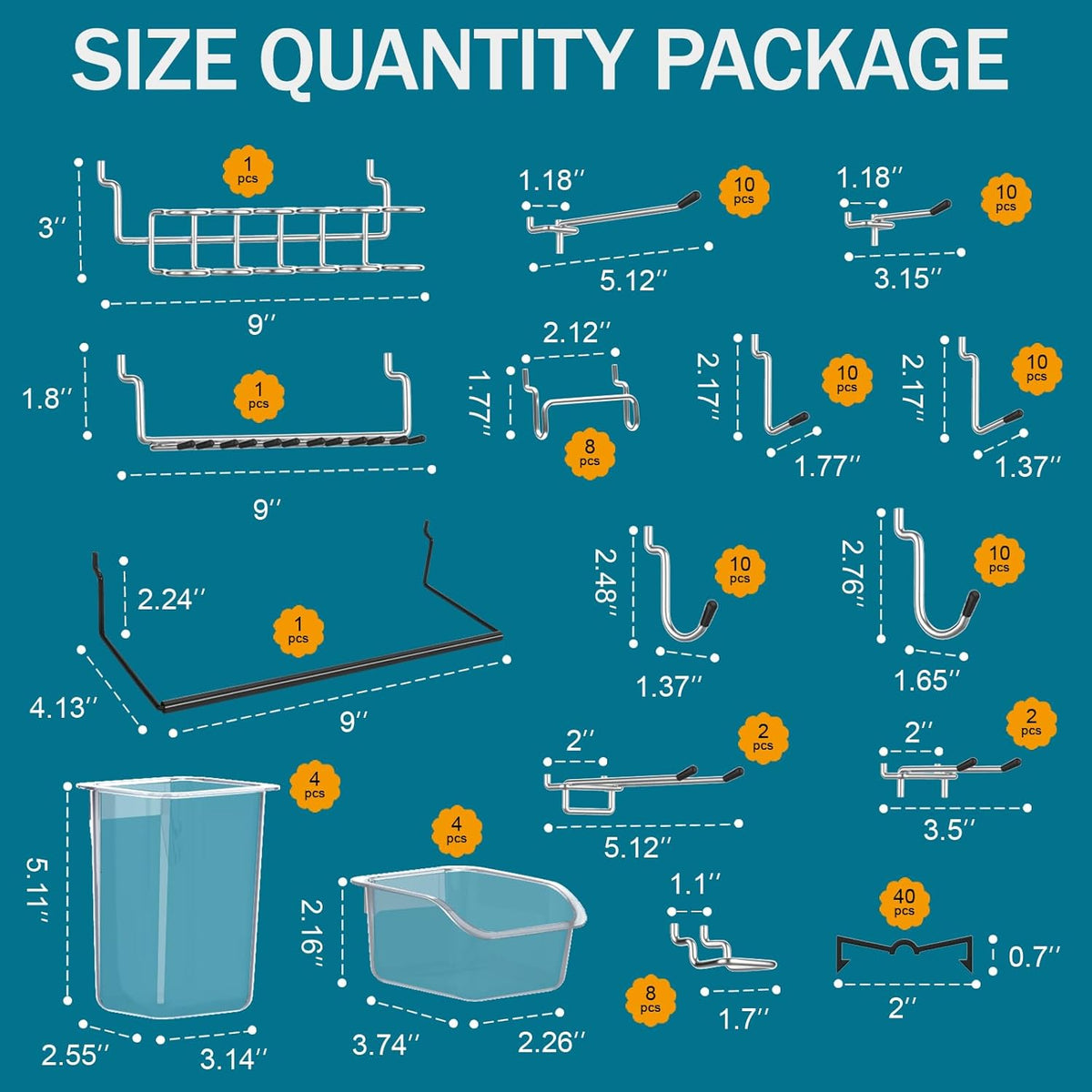 Peg Board Kit, Includes Pegboard and Accessories, White