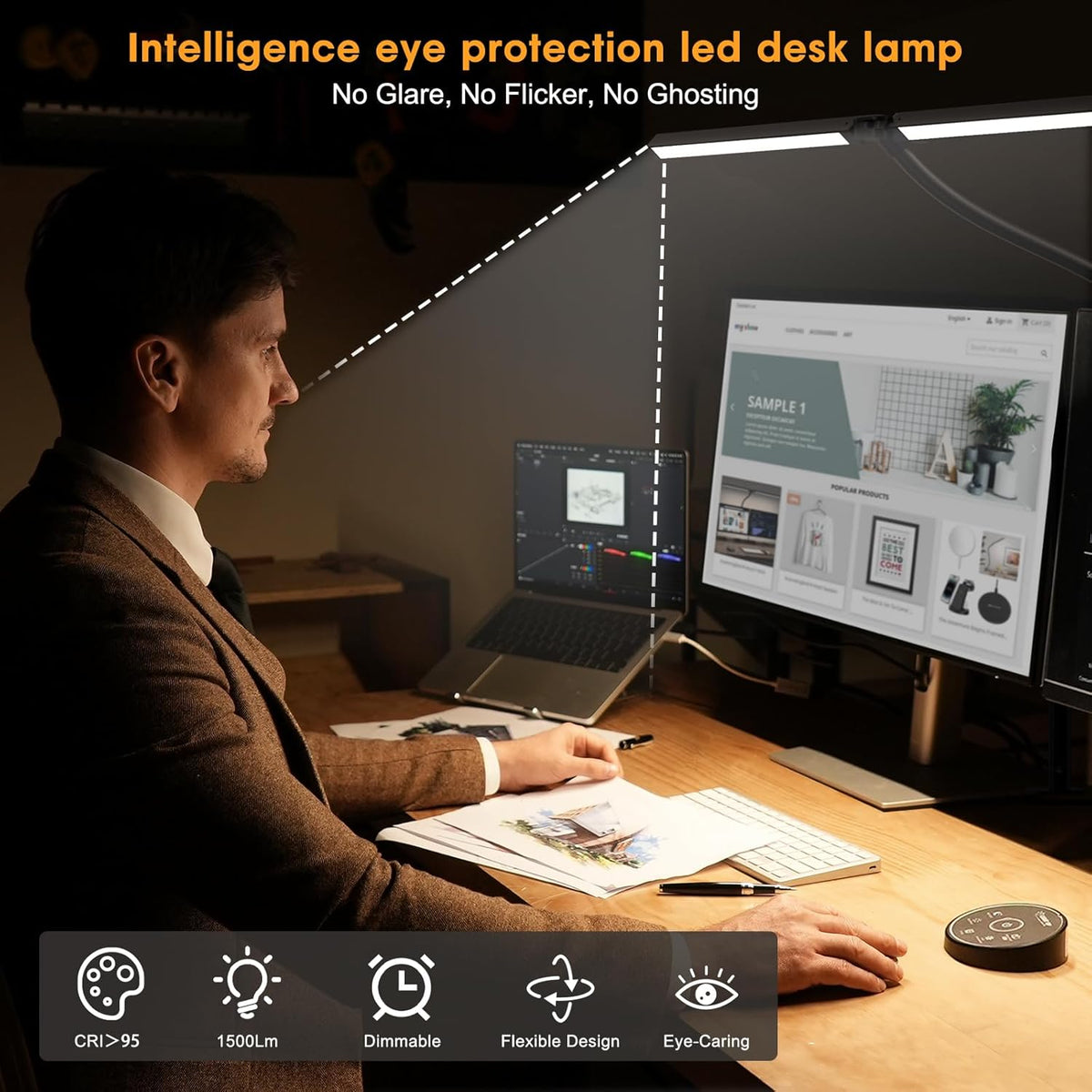 Led Desk Lamp, Eye Caring Architect lamp with Clamp