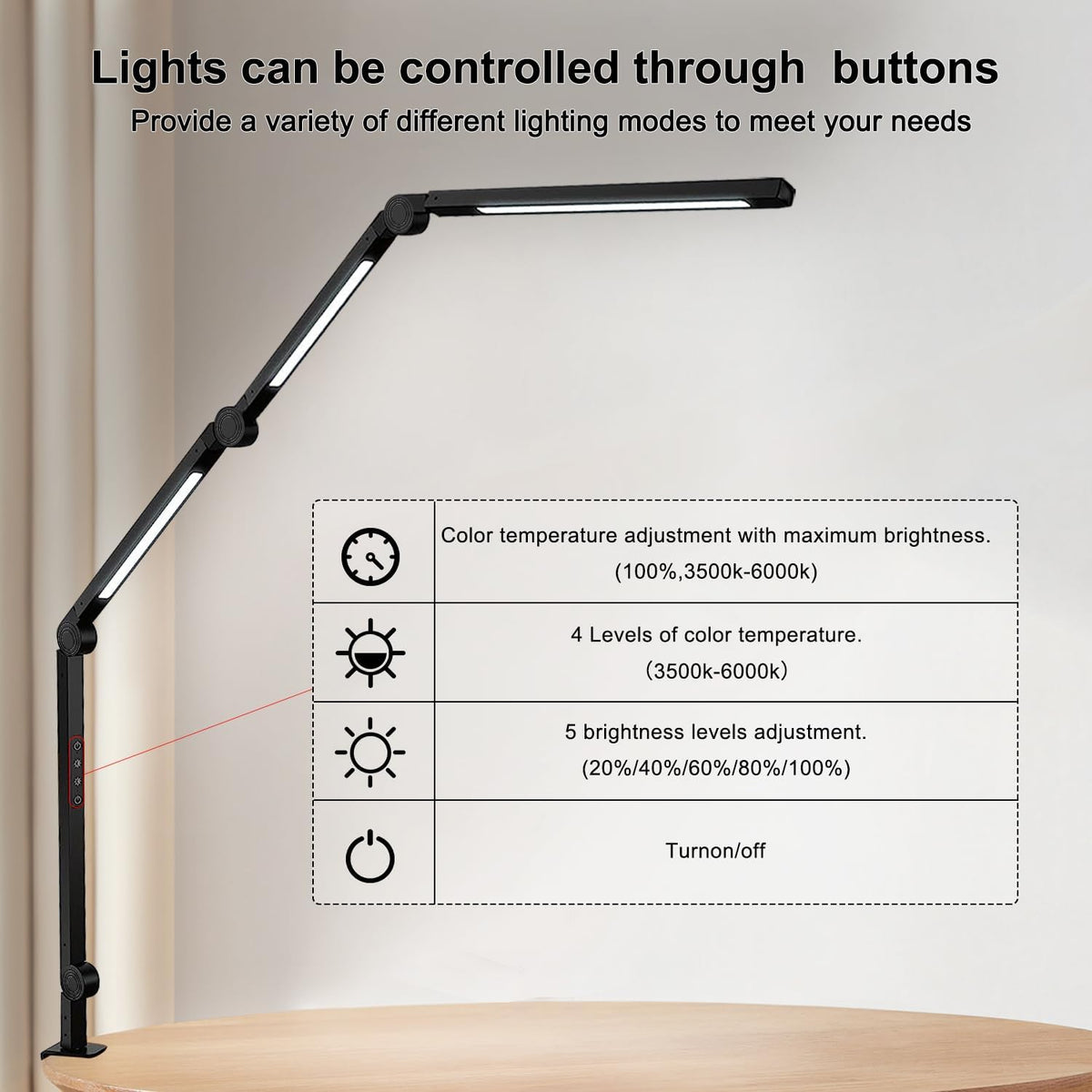 LED Desk Lamp with Clamp & Flexible Arm