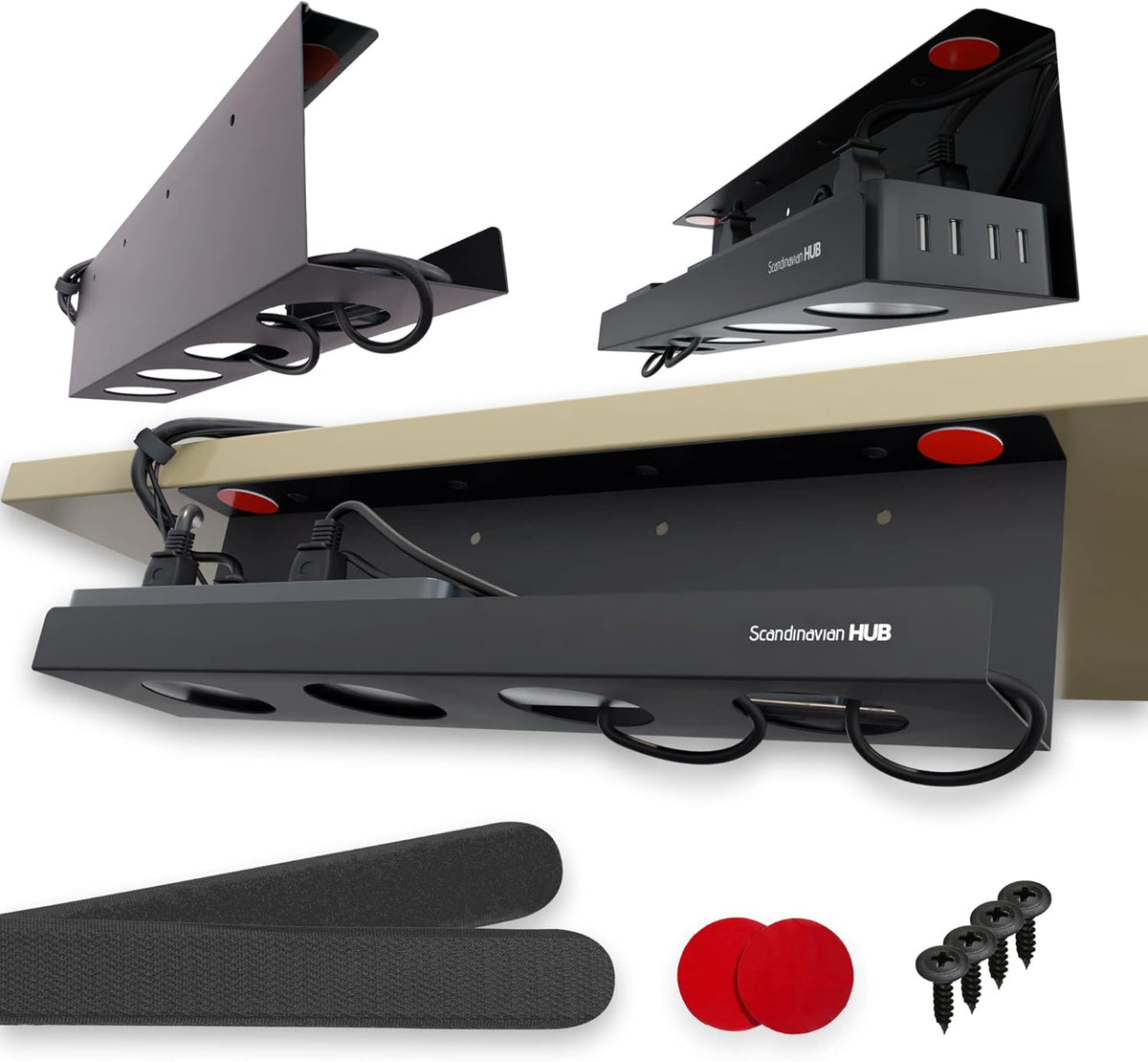 Under Desk Cable Management Tray, Black