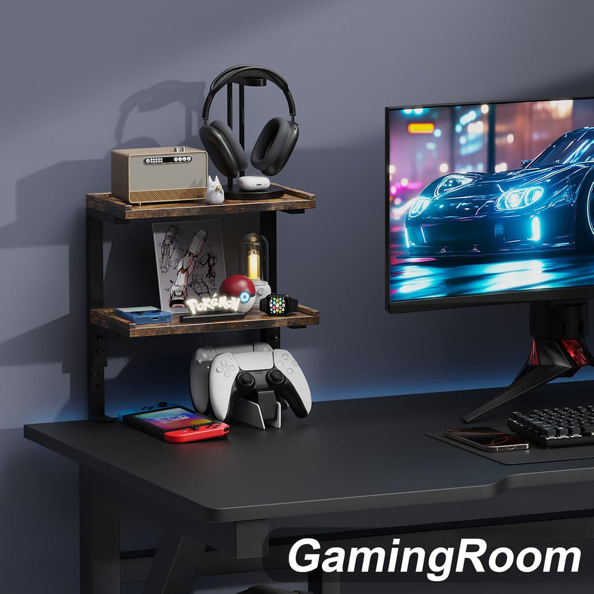 2-Tier Desk Shelf, Expandable Under Desk Storage