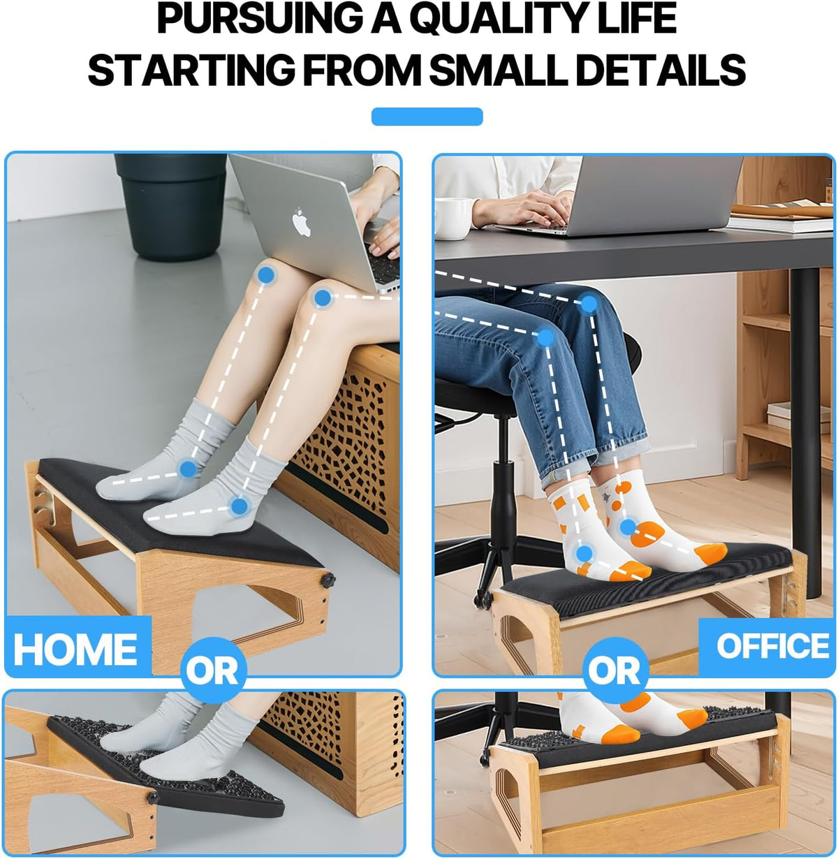 Ergonomic Foot Rest, 4 Adjustable Height Foot Stool