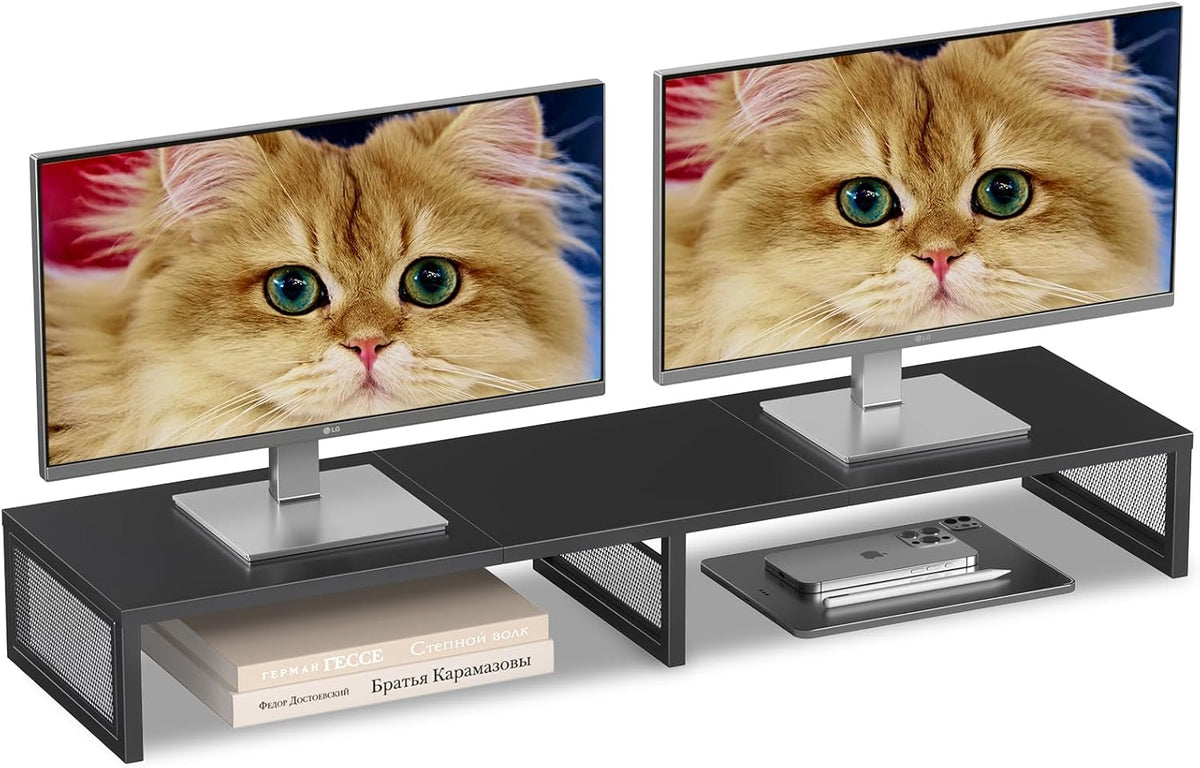 Dual Computer Monitor Stand Riser, Black