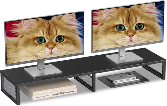 Dual Computer Monitor Stand Riser, Black