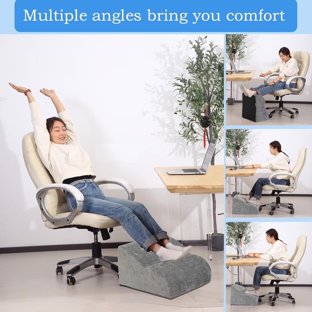 Foot Rest .Multifunctional 3-Tier Foot Stool, Grey