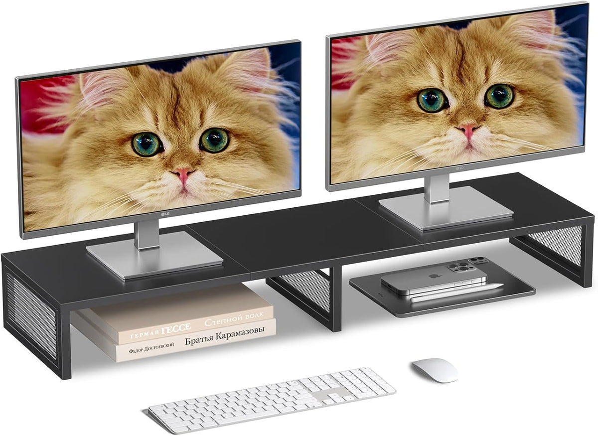 Dual Computer Monitor Stand Riser, Black