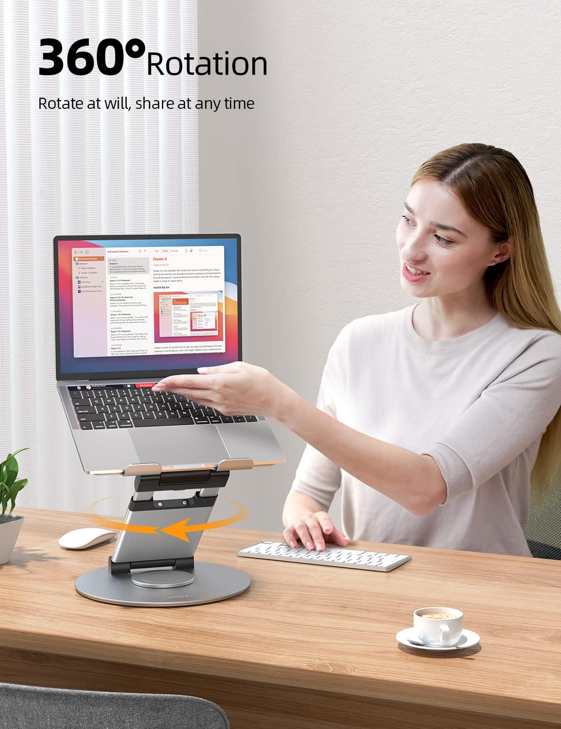 Telescopic 360 Rotating Laptop Stand, Silver