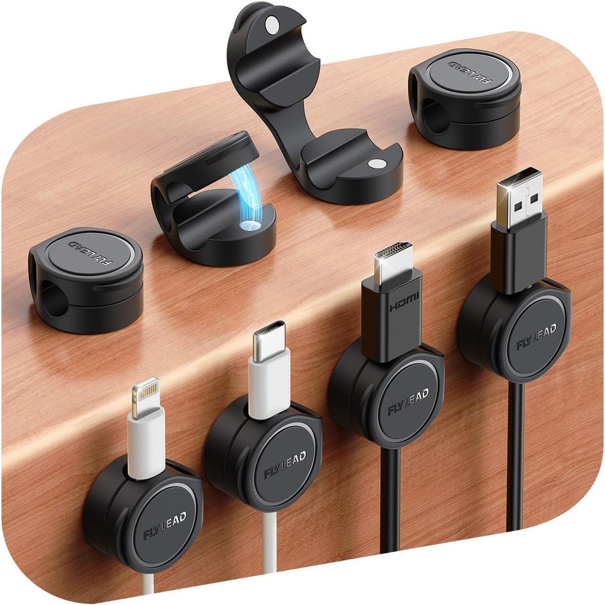 8-Pack Silicone Cord Organizer Magnetic Cable Clips