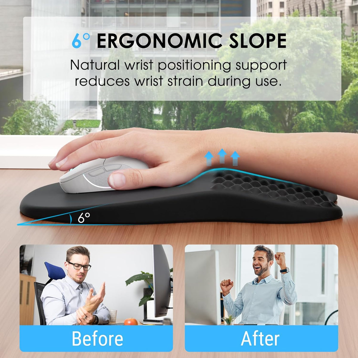 Ergonomic Mouse Pad with Wrist Support, Black