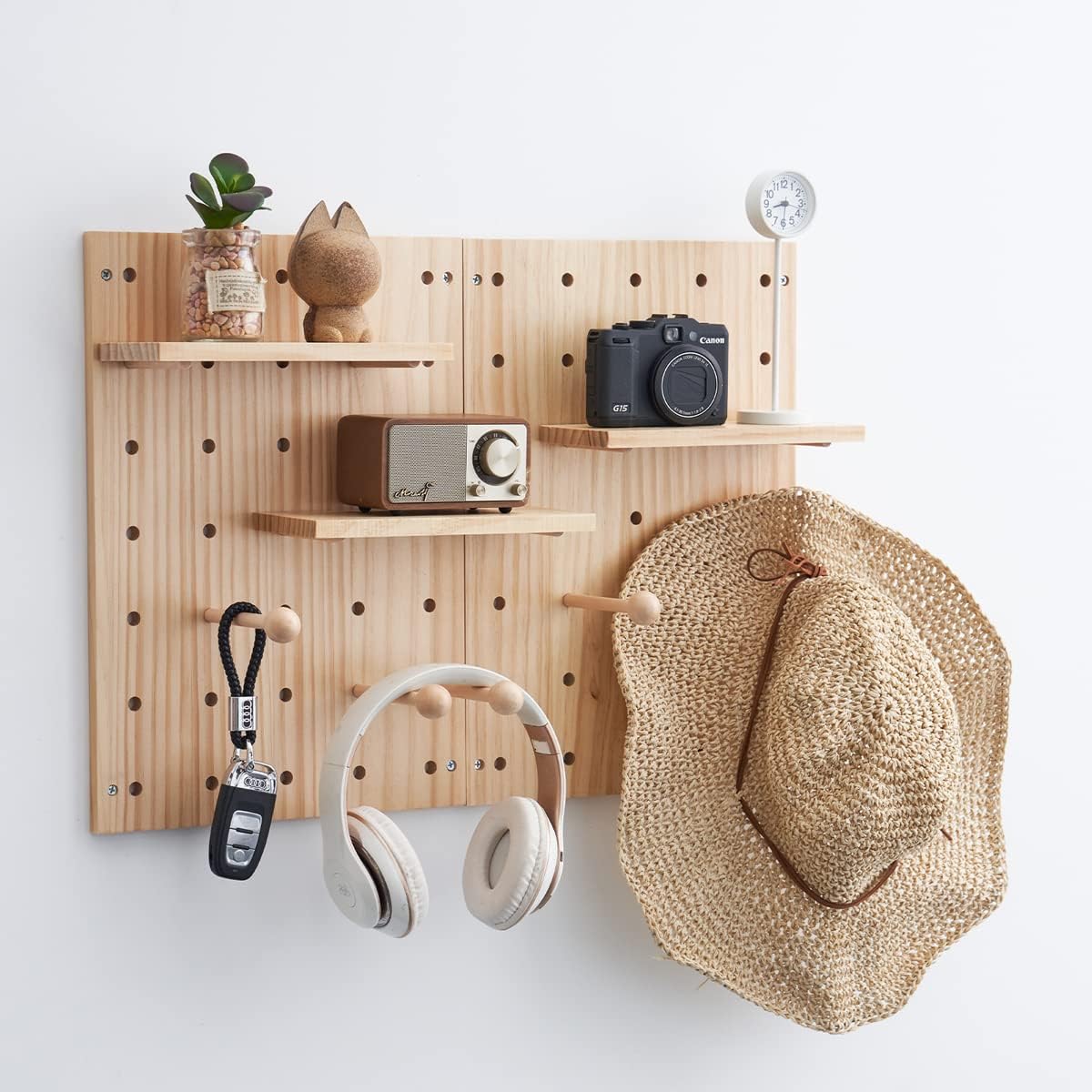 Wood Pegboard Combination Wall Organizer Kit