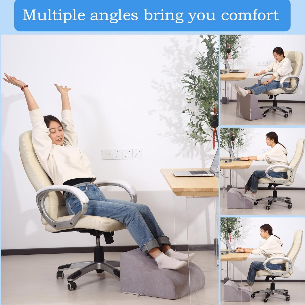Foot Rest .Multifunctional 3-Tier Foot Stool, Grey