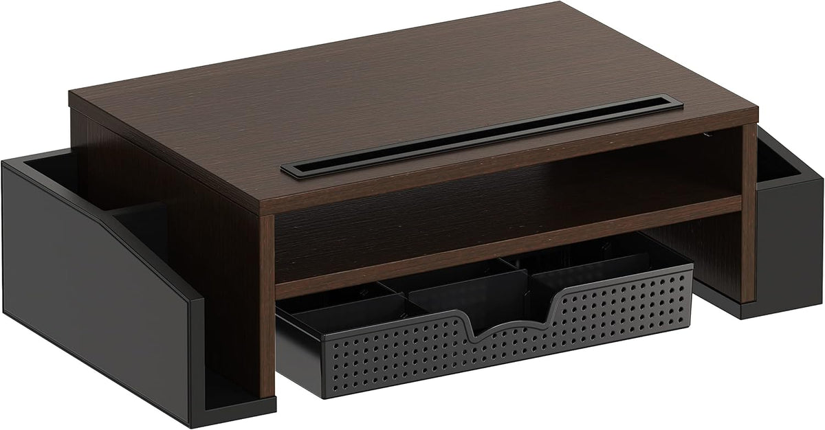 Desk Monitor Stand Riser with Adjustable Organizer tray, Espresso