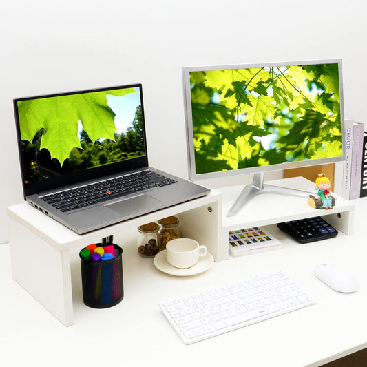 Adjustable White Monitor Stand Riser