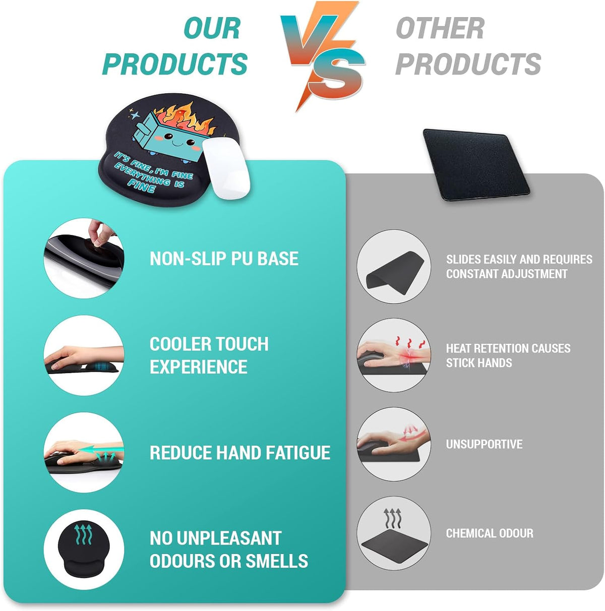 Cute Funny Ergonomic Mouse Pad Wrist Support