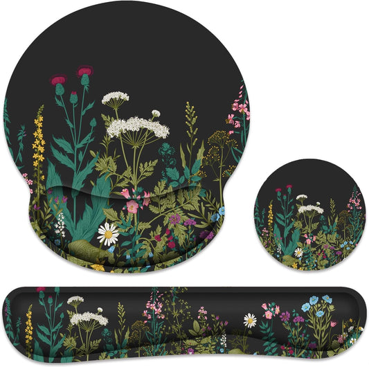 Ergonomic Mouse Pad with Wrist Rest and Keyboard Wrist Rest, Black