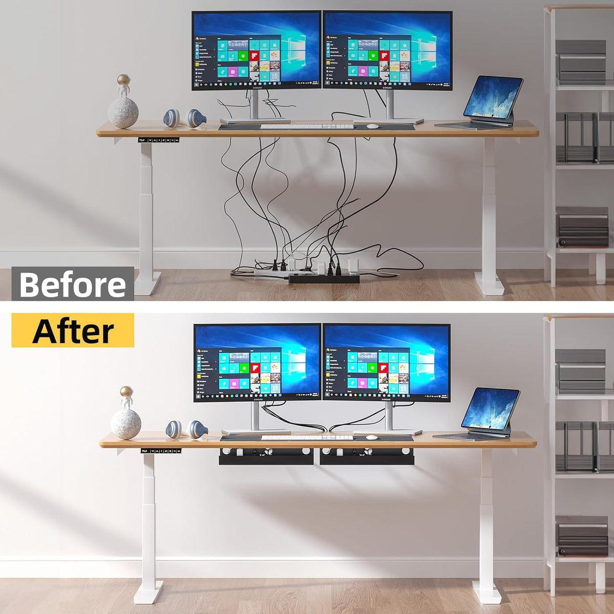 Cable Management Under Desk, 2 Pack