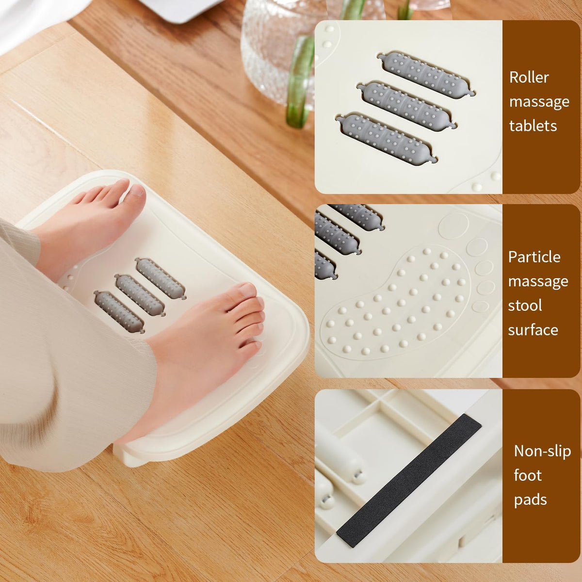 Ergonomic Foot Rest with Massage Rollers