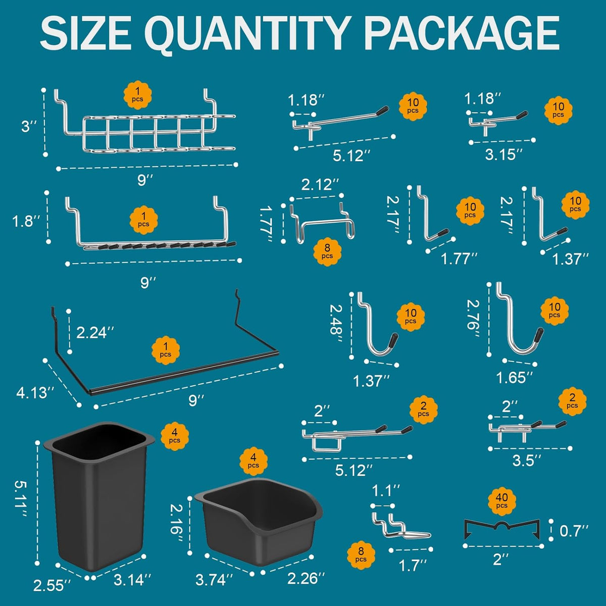 Peg Board Kit, Includes Pegboard and Accessories, Black