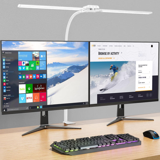Desk lamp, Double Head LED Desk Lamp with Clamp, White