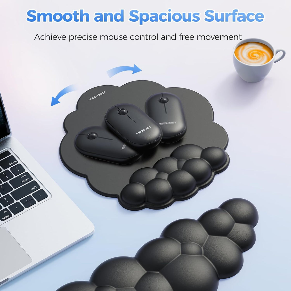 Cloud Mouse Pad with Wrist Rest, Black