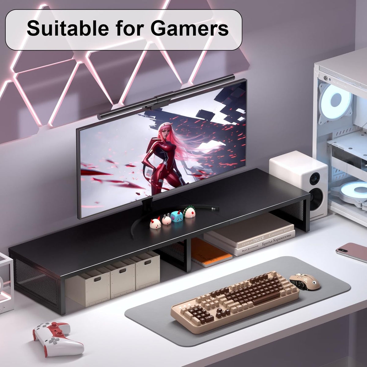 Dual Computer Monitor Stand Riser, Black