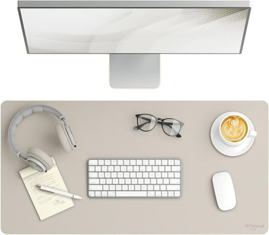 Desk Pad, Vegan Leather Desk Mat with Faux Suede Backing, Medium