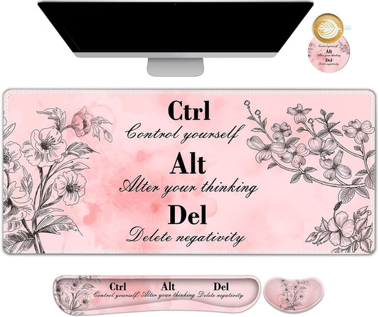 Large Gaming Mouse Pad Pink Floral