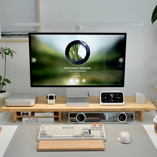 Bamboo Dual Monitor Stand Riser Natural