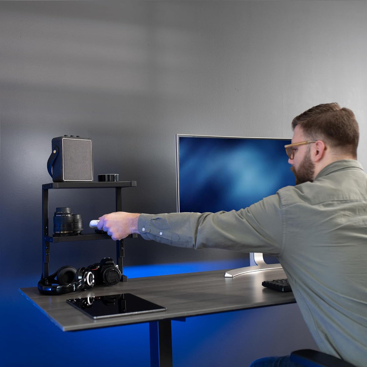 VIVO Clamp-on 13 inch Above or Below Desk 2-Tier Shelving Unit