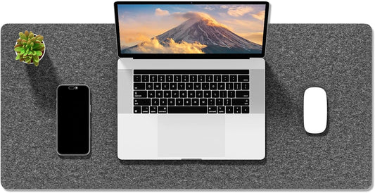 Felt Desk Mat, Minimalist Large Mouse Pad XL 31.5 x 11.8, Gray
