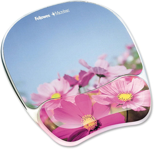 Photo Gel Mouse Pad Wrist Rest with MICROBAN - Pink Flowers (9179001)