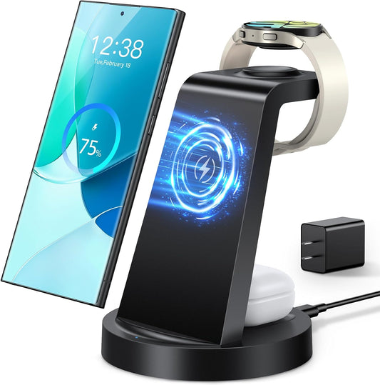 Wireless Charger : 3 in 1 Wireless Charging Station