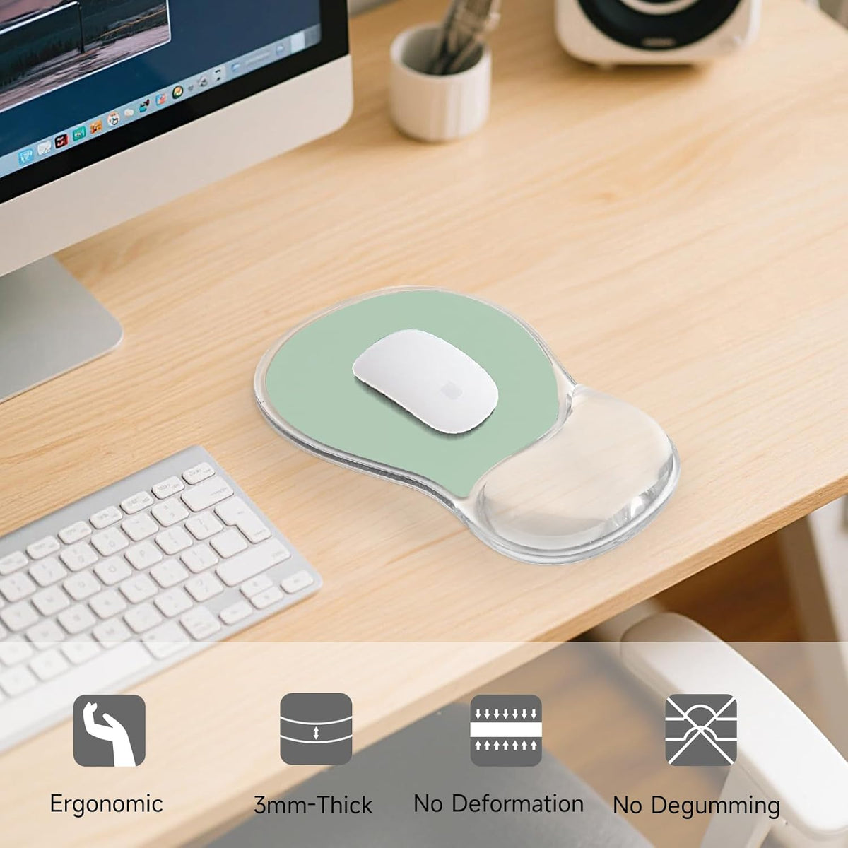 Ergonomic Mouse Pad with Gel Wrist Support, Green