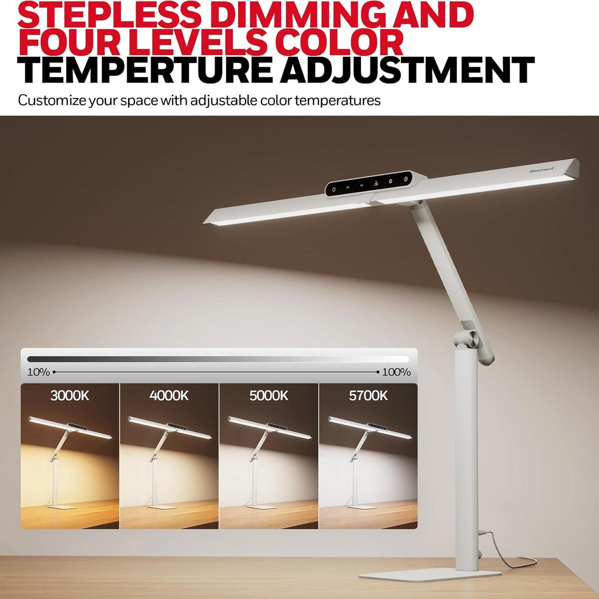 LED Desk Lamp with Base, White