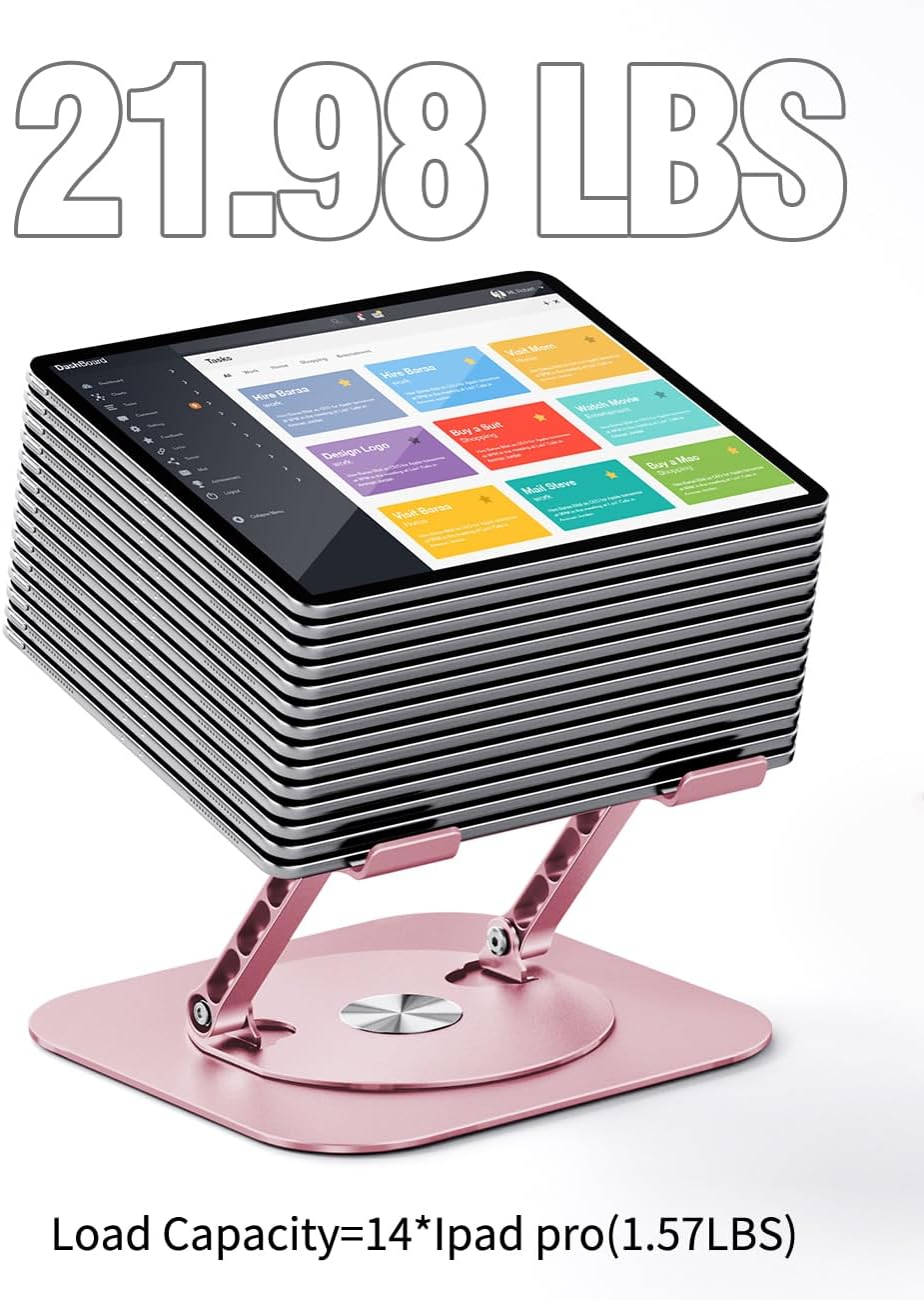Adjustable Laptop Stand with 360 Rotating Base, Pink