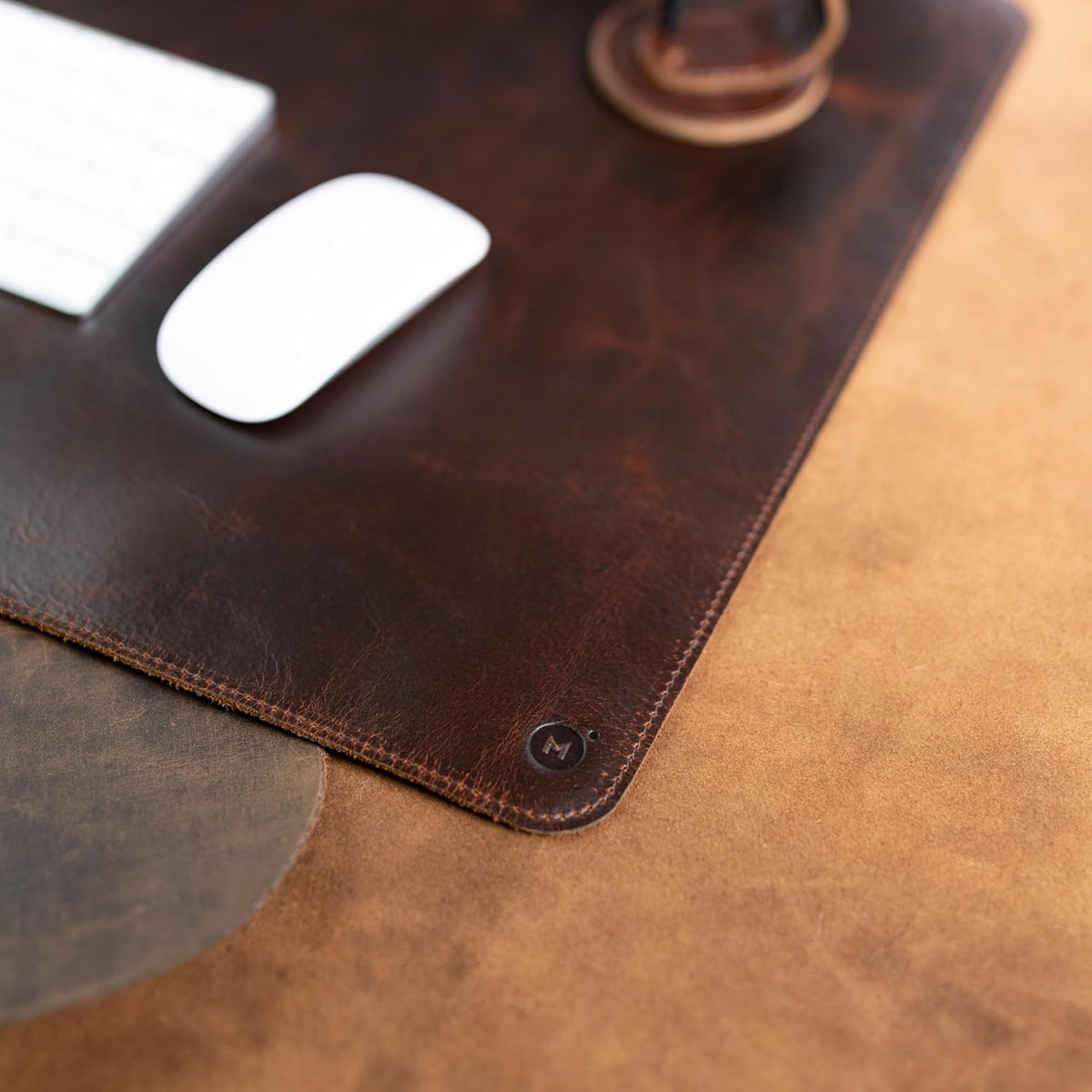 100% Genuine Leather Desk Pad with Ballpoint Pen Holder