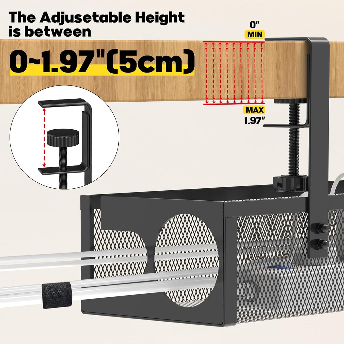 Under Desk Cable Management Tray No Drill 15.1’’