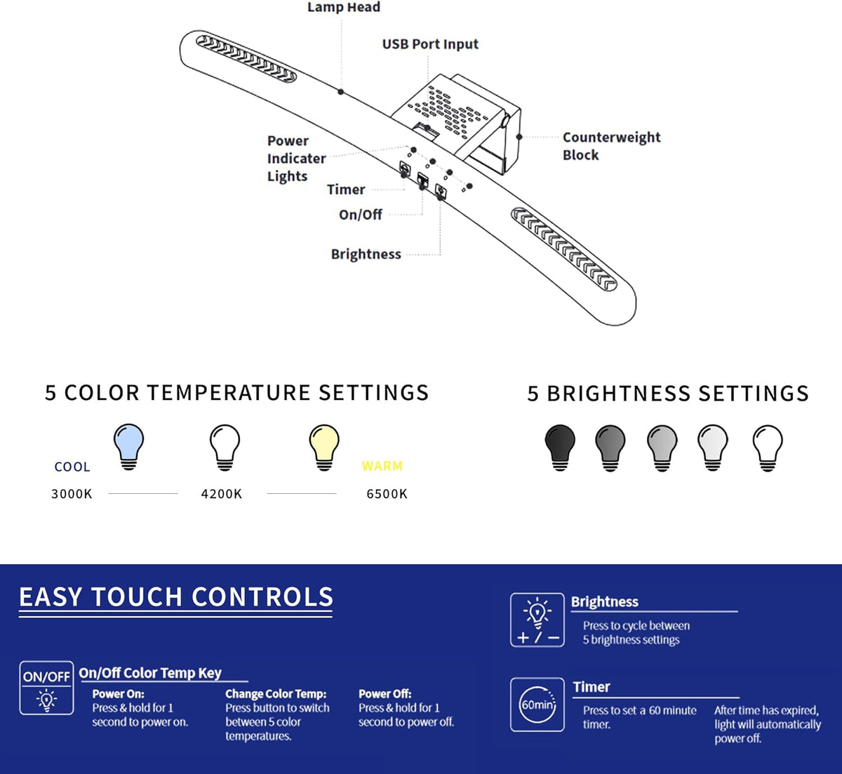 VIVO Universal LED Curved Computer Monitor Light Bar