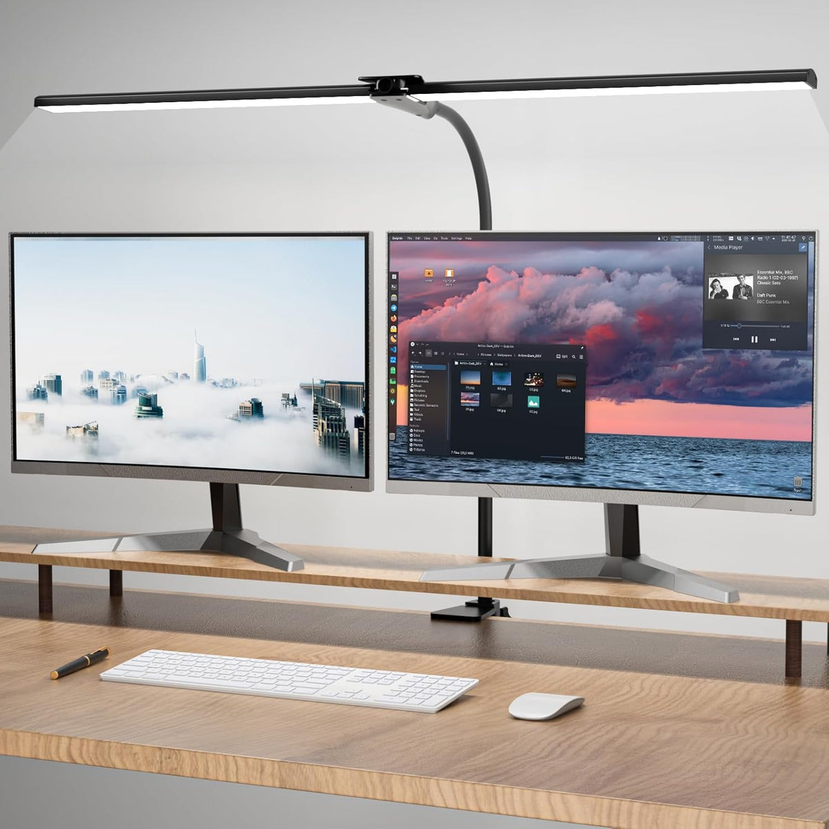 Hensam Desk Lamp for Office Home, 31.5" Desktop Lighting Bar with Gooseneck, Clip on Desk Light with Clamp, Bright Dimmable Table Lamp for Study, Work, Computer, Monitor, Reading