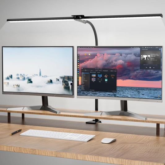 Hensam Desk Lamp for Office Home, 31.5" Desktop Lighting Bar with Gooseneck, Clip on Desk Light with Clamp, Bright Dimmable Table Lamp for Study, Work, Computer, Monitor, Reading