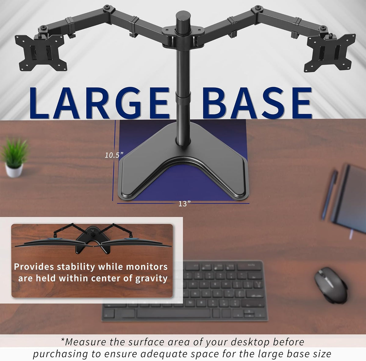 STAND-V002F Dual LED LCD Monitor Free-Standing Desk Stand for 2