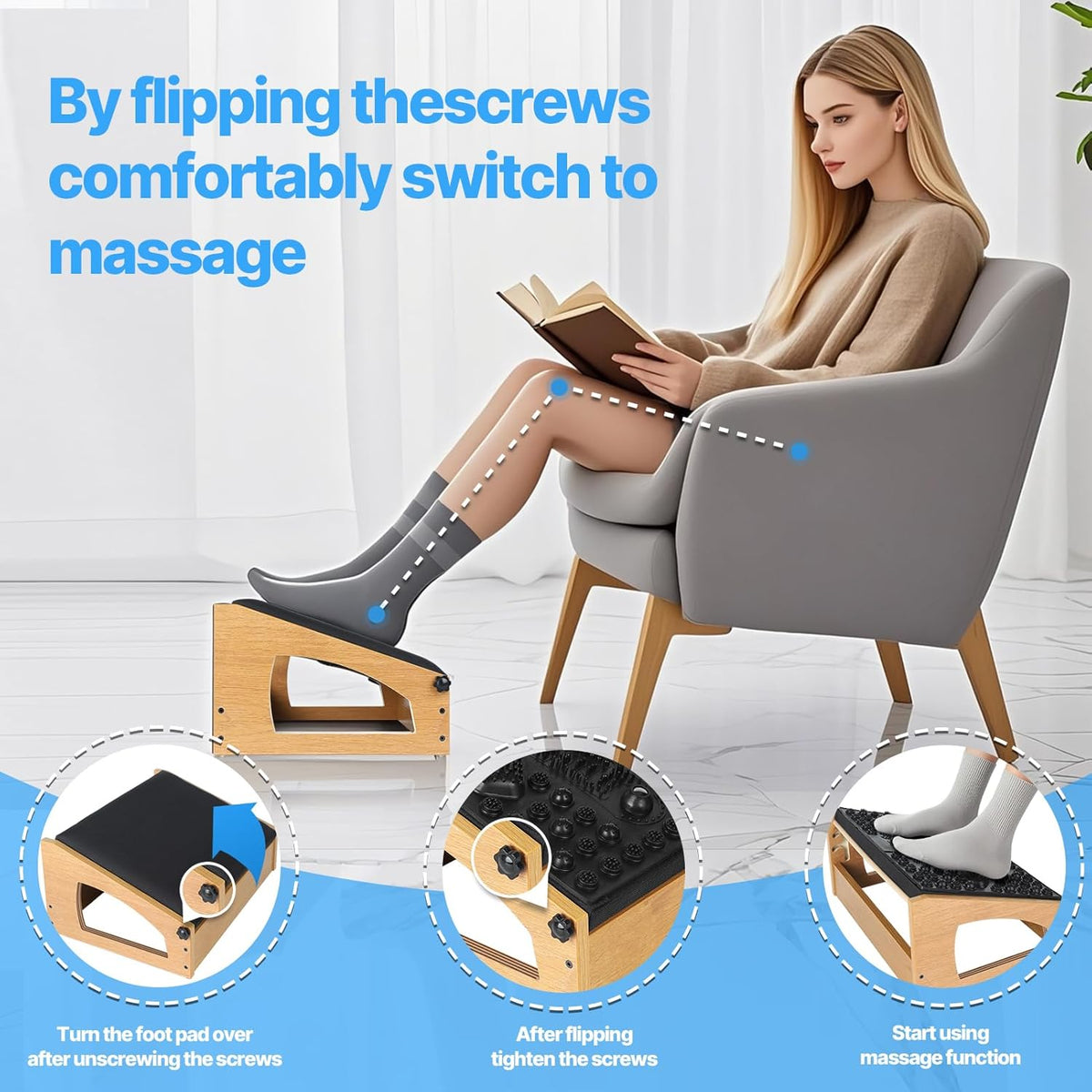 Ergonomic Foot Rest, 4 Adjustable Height Foot Stool