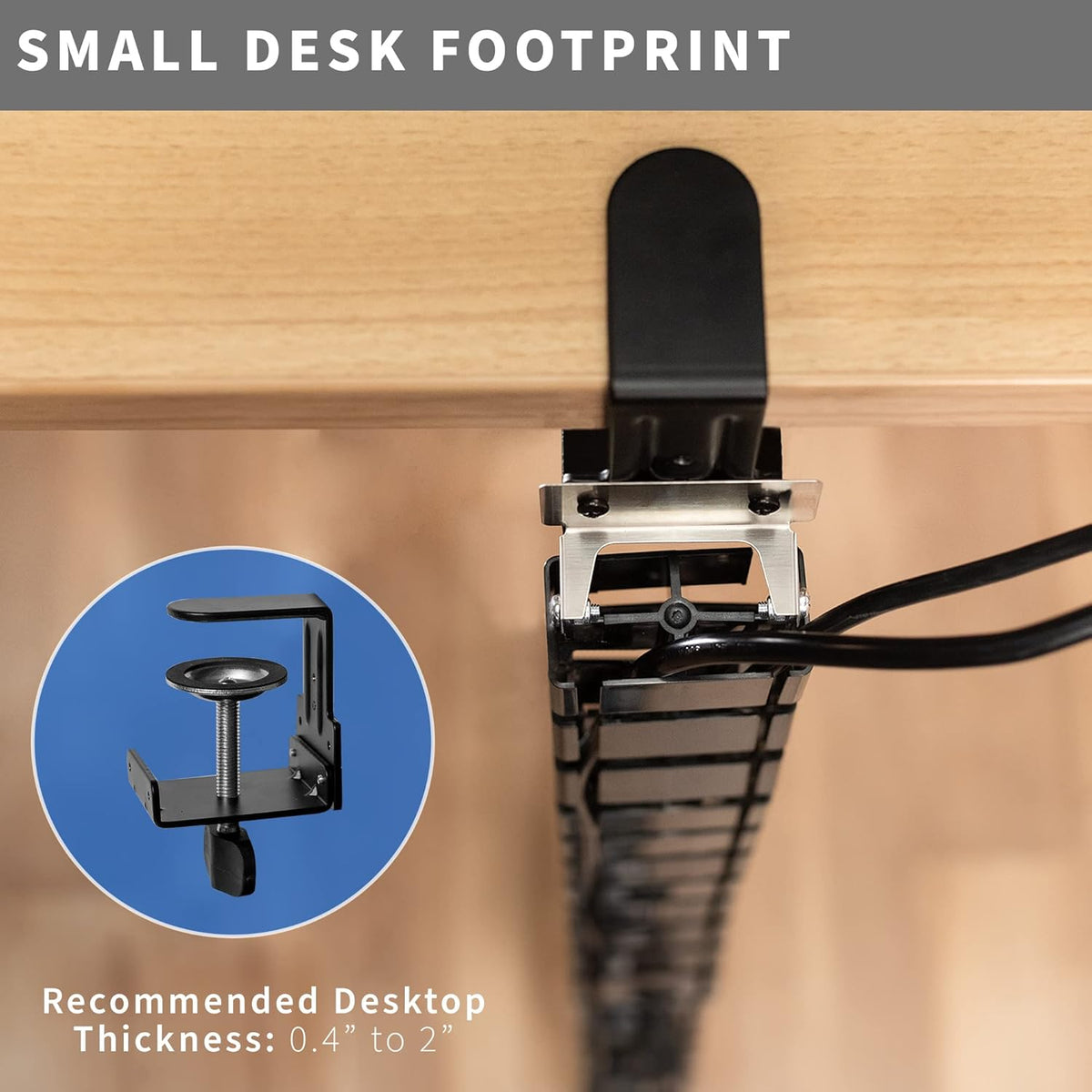 No Drill Clamp-on Desk Vertebrae Cable Management Kit